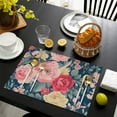 thumbnail image 4 of Pioneer Flower Floral Print Pattern Summer Placemats Table Placemats Set Of 4-Linen Kitchen Washable Placemats Table Mats 12x18 Inch Non-Slip Heat Resistant, 4 of 5