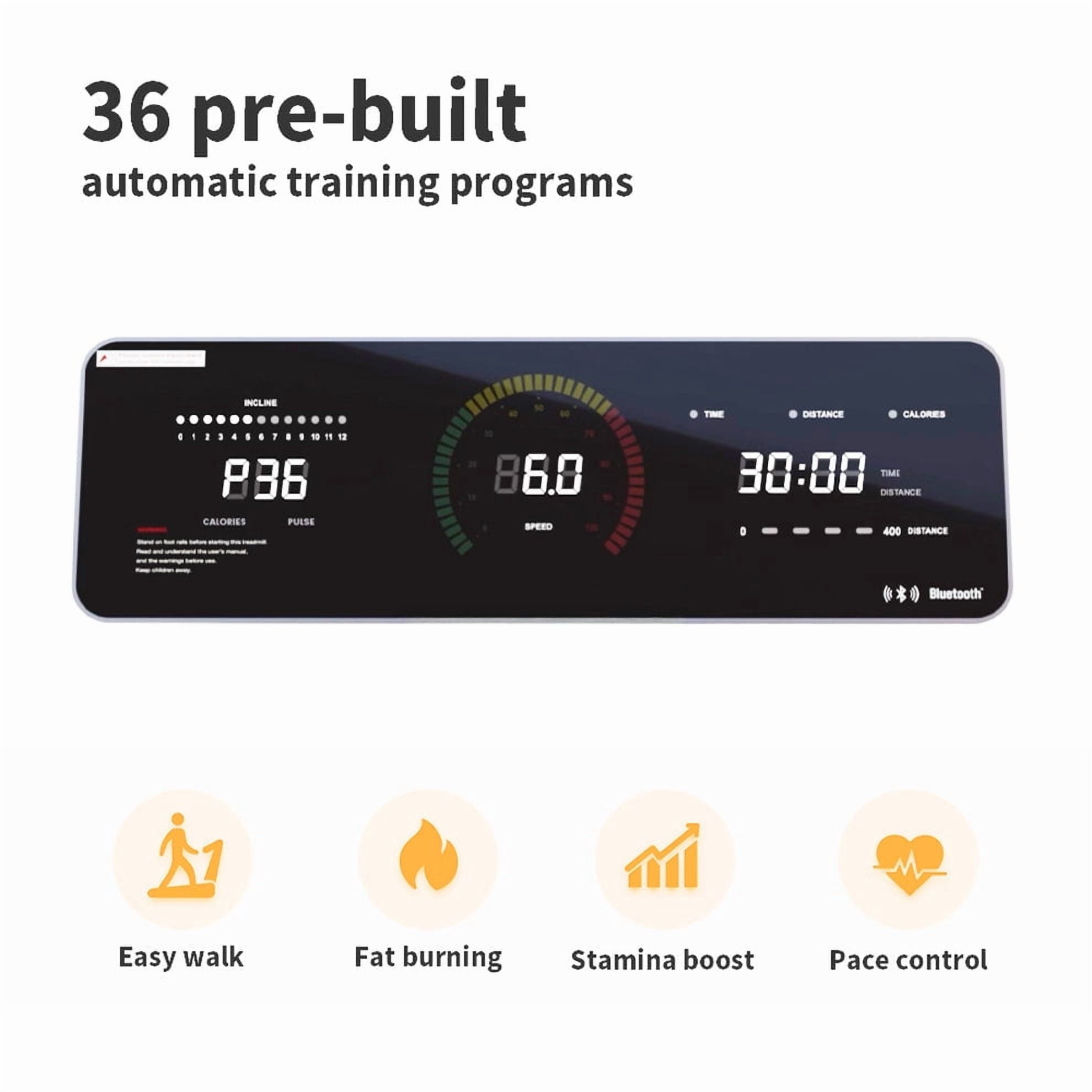 UPGO Electric Folding Treadmill with 12% incline and 300 lbs Capacity, Optional Speed Range between 0.6 and 11.2 mph, LED Display