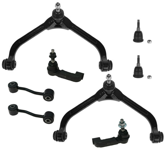 TRQ 8 Piece Steering Suspension Kit Control Arms Ball Joints Tie Rods End Links PSA59956