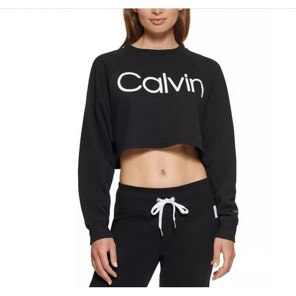 Calvin Klein Performance Women's Logo Cropped Pullover, Black, X-Large