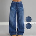thumbnail image 6 of Lumosvexa Girls Jeans Pants, Wide Leg with Pockets Elastic Waist Summer Casual Trendy Denim Pants Blue 10-12, 6 of 9