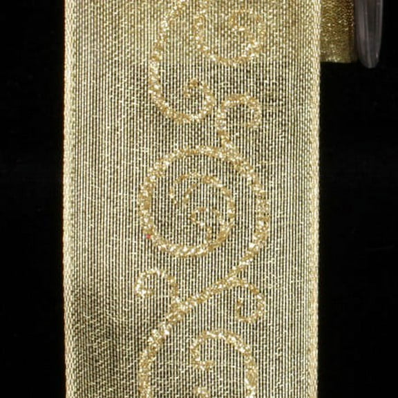 The Ribbon People Gold and Gray Swirl Wired Craft Ribbon 1.5" x 54 Yards