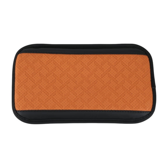 Car Center Console Cover Car Armrest Cover with Storage Bag 12.2"x6.89"x0.98" Black Orange Faux Leather