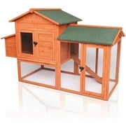 LAZY BUDDY 52'' Wooden Chicken Coop for 3-5 Chickens, Outdoor Yard Hen House with Nesting Box, Cages for Rabbit, Bunny, Small Animals