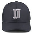 thumbnail image 2 of Daxton Premium Mid Profile Hat Semi Curved Visor Charcoal Cap White Silver Gothic Embroidered, Number 0, 2 of 4