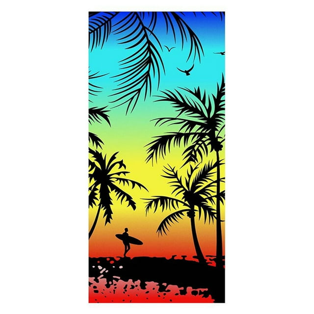 Beach Towel Water Absorb Swim Towel Polyester Portable Bath Sheet Absorb Bath Sheet for Children Adults, Tree