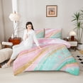 thumbnail image 5 of Feelyou Women Fashion Marbling Bedding Comforter Set, Dreamy Abstract Ombre Twin Comforter Sets, Marble Artwork Pink Green Reversible Bedding Set, Luxury Bedroom Decor, 2-Piece, 5 of 9