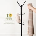 thumbnail image 4 of Freestanding Metal Coat Rack with Umbrella Holder, 12-Hook Space-Saving Entryway Stand in Stainless Steel Finish, 4 of 18