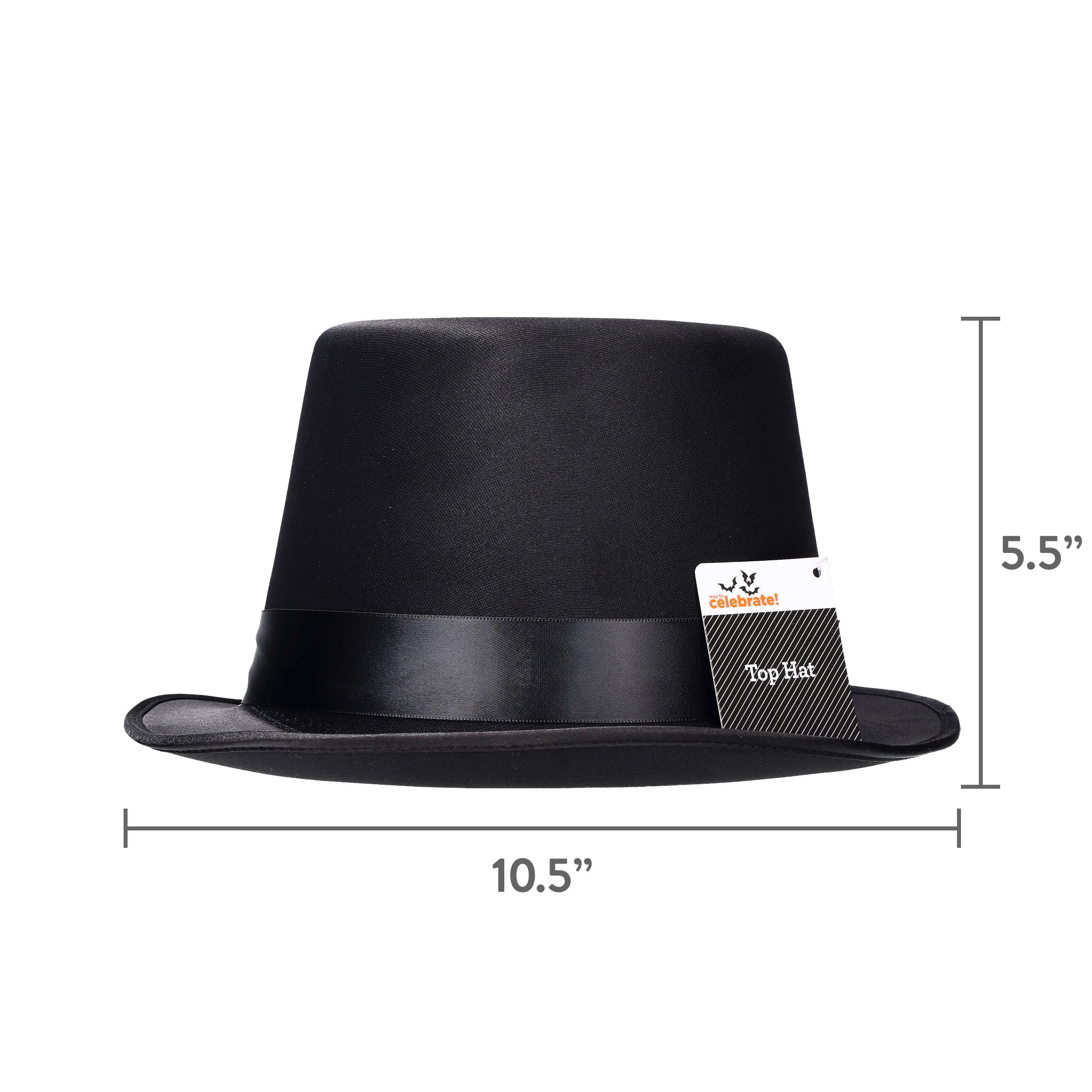 Top Hat Costume Accessory for Adults, Black, Halloween by Way To Celebrate