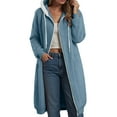 thumbnail image 2 of GEWSEY Zip Up Hoodies for Women Oversized Fleece Long Pullover Hooded Sweatshirts Casual Long Sleeve Fall Jackets Coat 2025 (Blue, XL), 2 of 4