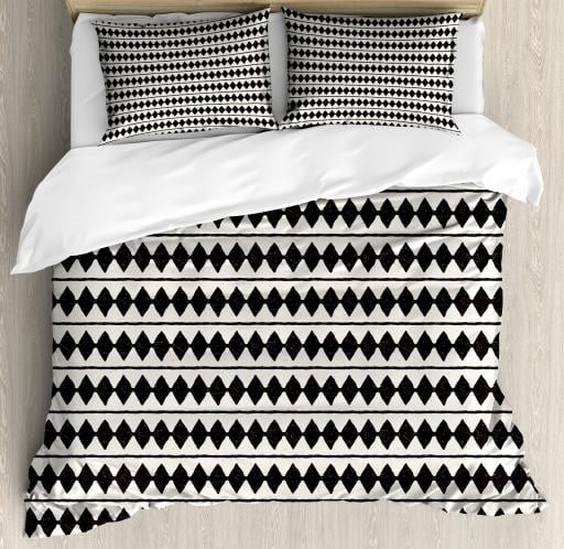 Chevron King Size Duvet Cover Set Retro Zigzag Pattern With