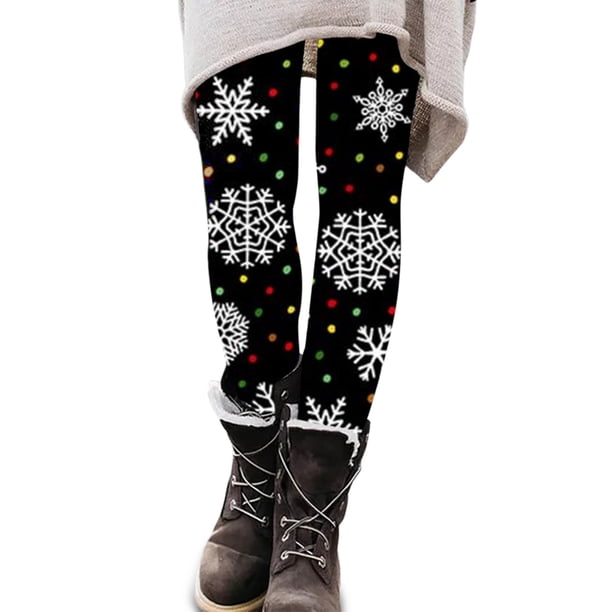 Gibobby Leggings Con Forro Polar Mujer Navidad impreso elástico todo delgado casual botas largas pantalones polainas(Gris, L)