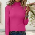 thumbnail image 2 of Women's Sweaters Tops for Women Trendy High Neck Pullover Sweater Slim Fit Long Sleeve Knitted Turtleneck Top Soft Warm Casual Winter Fall Blouse, 2 of 7