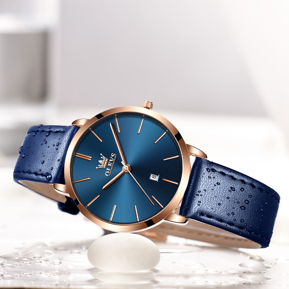 OLEVS Watches for Women Waterproof Womens Wristwatches Analog Quartz Ultra Thin Watches Leather Strap Watches with Date Calendar Ladies Watches Gifts Reloj para Mujer