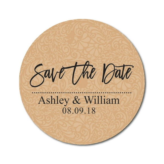 Darling Souvenir Round Damask Save The Date Stickers Personalized Wedding Bride Groom Names And Date Envelope Seals Diy 45 Pieces