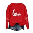 thumbnail image 2 of Itsame Long Sleeve T-Shirts Women's Valentine's Sweatshirt Loose Crew Neck Tops Red Size XL, 2 of 7