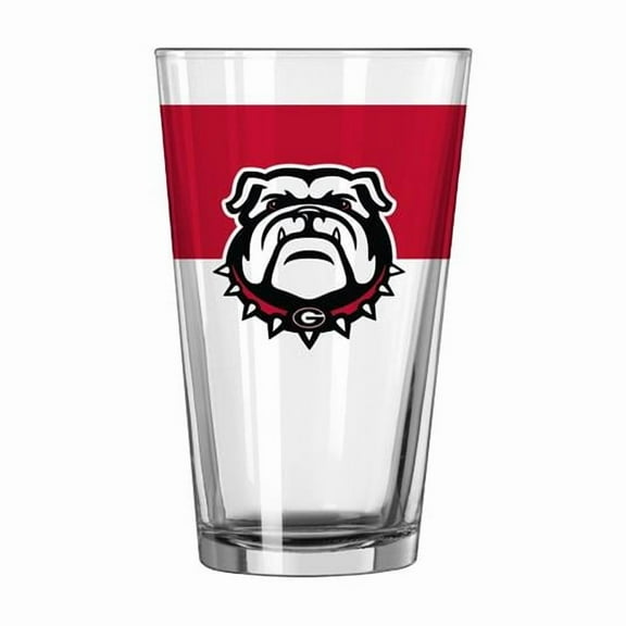 Logo Brands 142-G16P-11A Georgia Bulldog 16 oz Colorblock Pint Glass