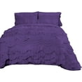 thumbnail image 2 of D.N.G. BEDDINGS 800 Thread Counts, 100% Egyptian Cotton, 550 GSM Microfiber filled Quilt Ruffled With Small Pom Pom Textured 1 Piece King/Cal-King Size Comforter, Purple, 2 of 6