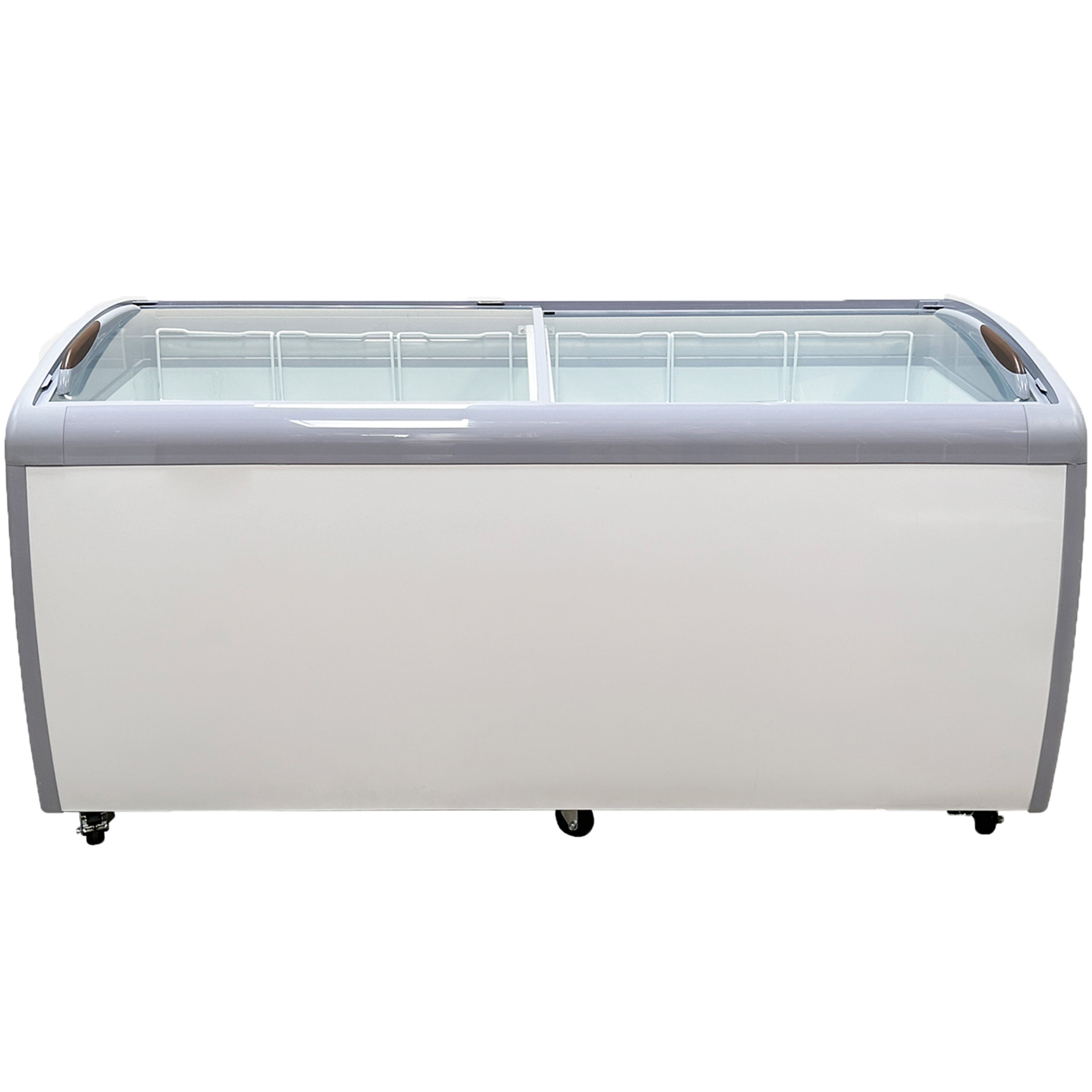 72" Curved Glass Top Display Freezer, 15 cu.ft Commercial Ice Cream Freezer with Sliding Lids, R290 Refrigerant, ETL NSF Certified