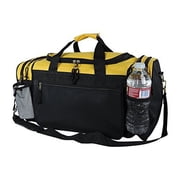 DALIX 20 in Sports Duffle Bag with Water Bottle Mesh Pockets, Gold