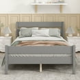 thumbnail image 2 of Full Size Platform Bed, Solid Wood Platform Bed Frame with Headboard and Footboard, Low Bed Frame Bedroom Furniture with Sturdy Slats Support and Legs, Mattress Not Included, Gray, 2 of 7
