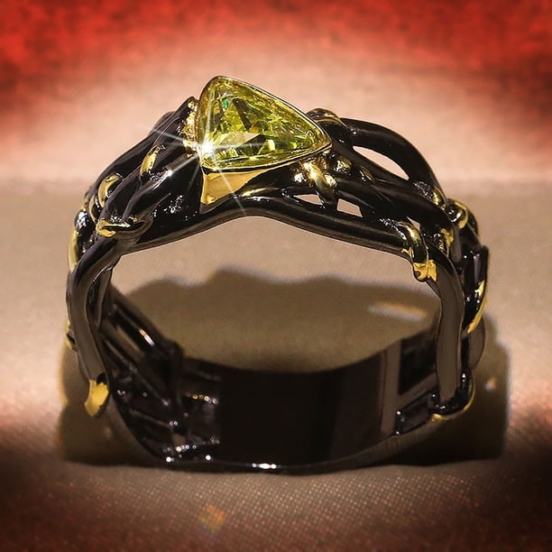 Fiudx Ofertas relampago Anillo con incrustaciones de joyería de dos colores con personalidad de moda, regalo de joyería