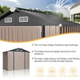 thumbnail image 3 of Sunmthink 6X8FT Outdoor Storage Shed with Plastic Floor, Metal Tool Shed with Lockable Door and Vents, Patio Shed for Garden, Backyard, Poolside, Brown, 3 of 8