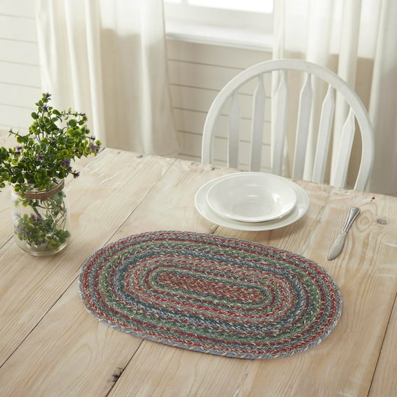 VHC Brands Multi Jute Oval Placemat 13x19