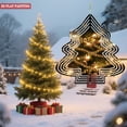 thumbnail image 3 of Stylish Metal Hanging Christmas Tree Wind Spinner - Concentric Circle Design with Glowing Lights & Ornaments for Festive Yard Decor, 3 of 7