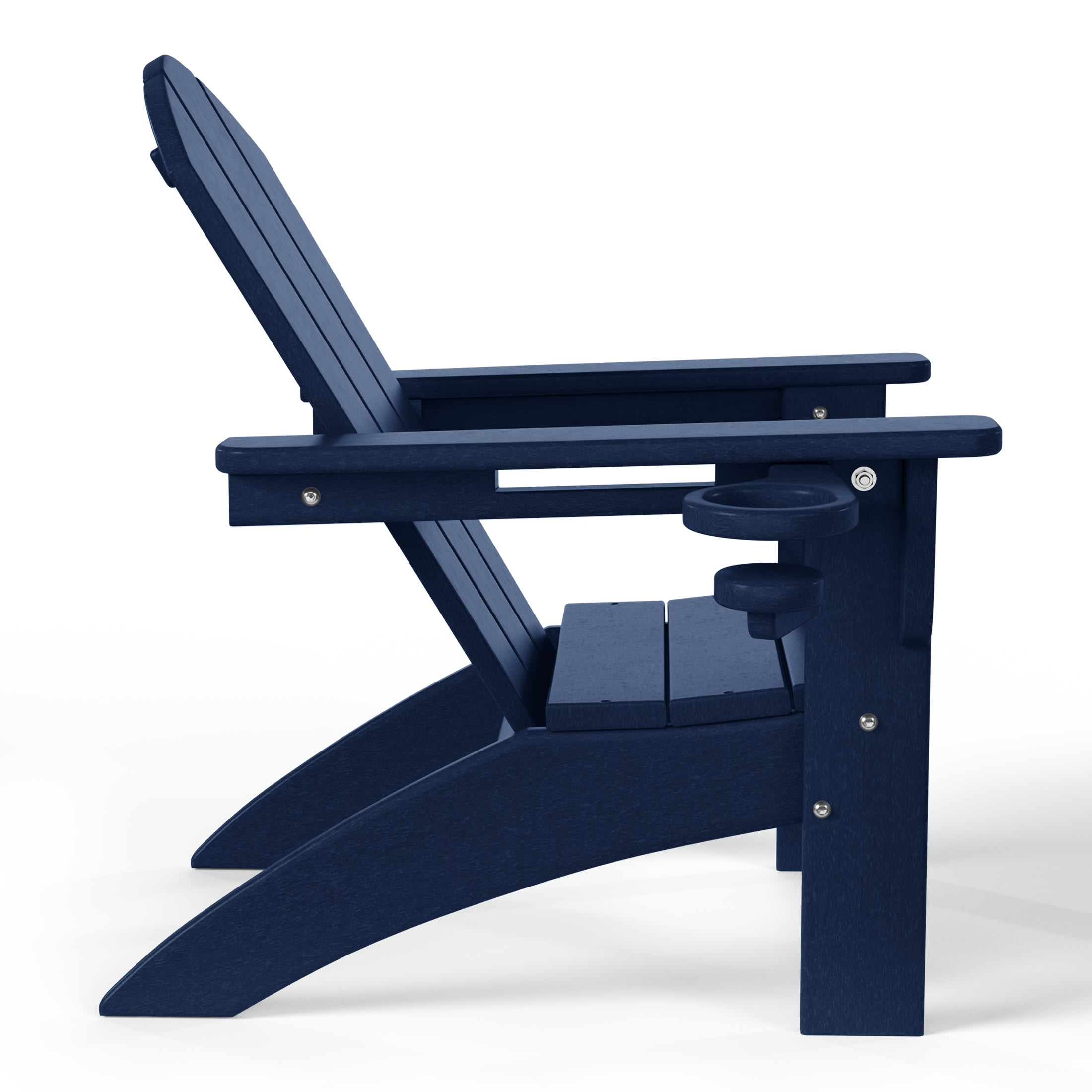 WestinTrends Malibu 3-Piece Kids HDPE Adirondack Chairs Set with Square Side Table and Cup Holders, Navy Blue