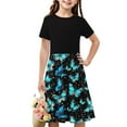 thumbnail image 1 of LOVZFMLL Robe Mignonne à Manches Courtes pour Tout-Petits Enfants Imprimé Épissure Extensible Robe Trapèze, 1 of 7