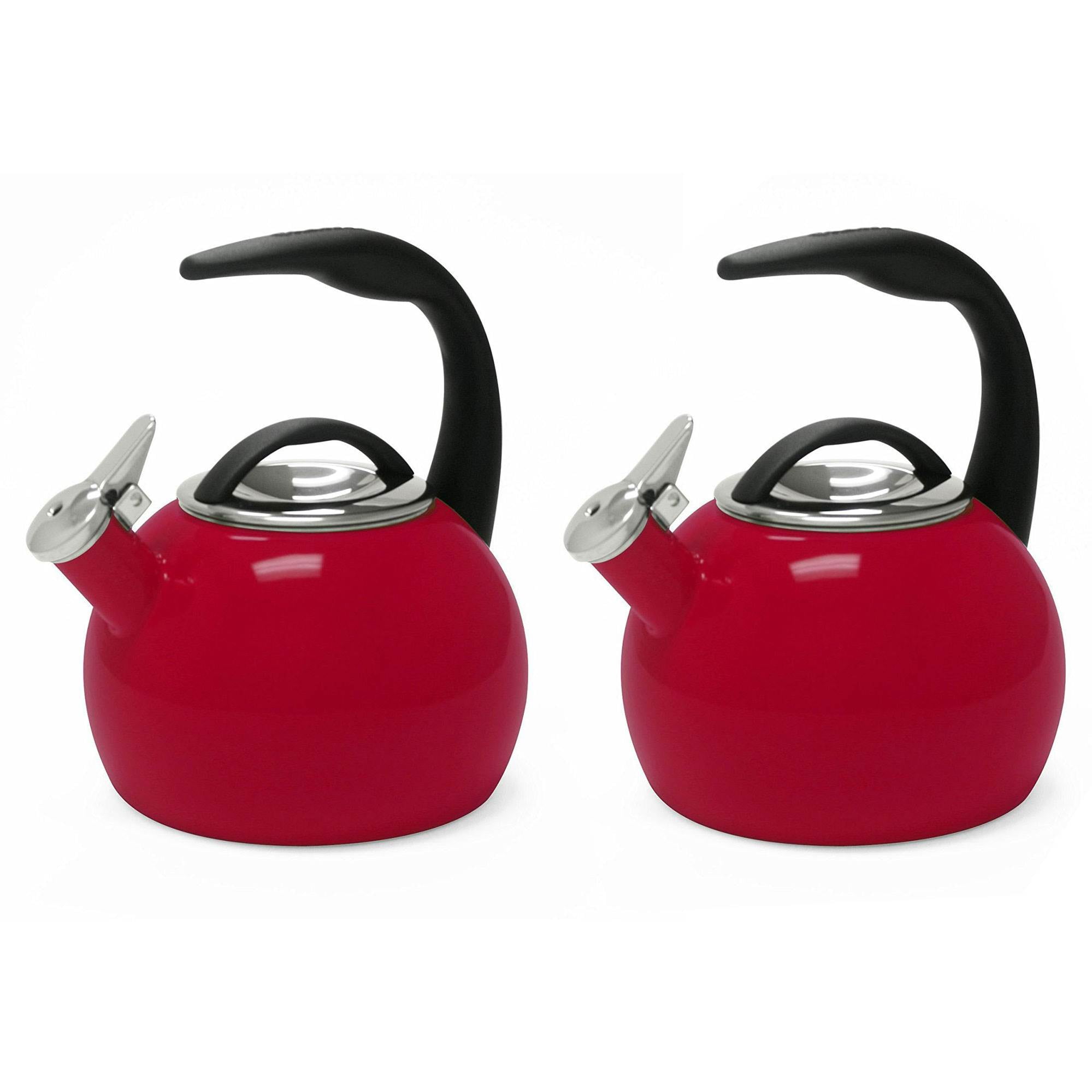 Chantal 2 Quart Enamel On Steel Whistling Stovetop Teakettle, Red (2