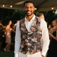 thumbnail image 4 of Yuyamidu Camo Hunting Men's Suit Vest Brown Wood Casual Waistcoat Vest for Men Size 2XL Leisure Dress Business Vests for Wedding Party Tuxedo V-neck Waistcoat with Pockets, 4 of 7