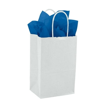 SSWBasics Small White Paper Shopping Bags - Pack of 25 - Elegant and Durable for Retail  Gifts  and More