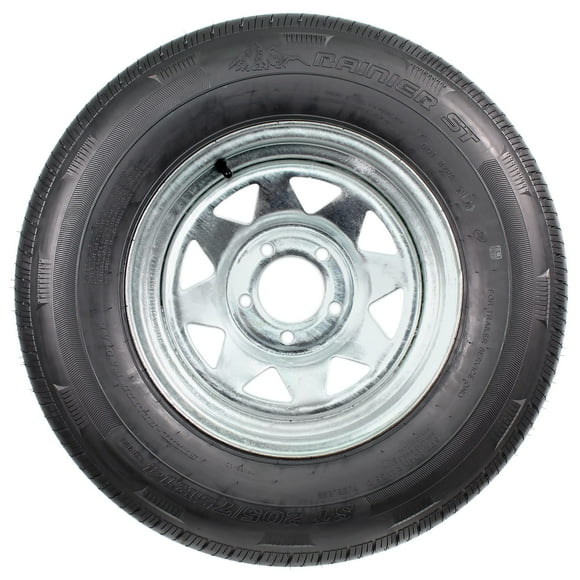 eCustomrim Radial Trailer Tire On Rim ST205/75R14 Load Range D 14" 5 Lug Spoke Galvanized Wheel - 6 Year Warranty w/Free Roadside