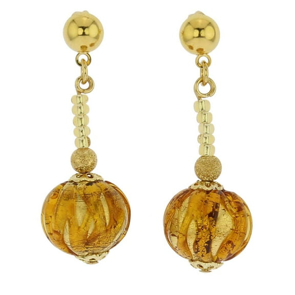 GlassOfVenice Murano Glass Canaletto Earrings - Golden Brown