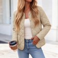 thumbnail image 6 of Short Puffer Jacket Womens Quilted Button Down Collarless Warm Fall Winter Casual Lightweight Windproof Coat with Pockets, 6 of 6