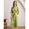thumbnail image 4 of Womens Green Satin-Like Jacquard Robe With Lace Trim And Tie Waist, 4 of 7