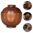 thumbnail image 2 of Wood Bowl with Lid Small Wooden Bowl Food Serving Bowl for Rice Salad Soup Appetizer, 2 of 6