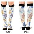 thumbnail image 4 of FORMRS Womens Knee High Socks Casual Long Thick Travel Daily Wear, 2 Pairs, Blue Retro Flower, 4 of 6