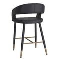 thumbnail image 3 of Modern Faux Leather and Metal 26" Counter Height Stool Set of 2 Black, 3 of 8