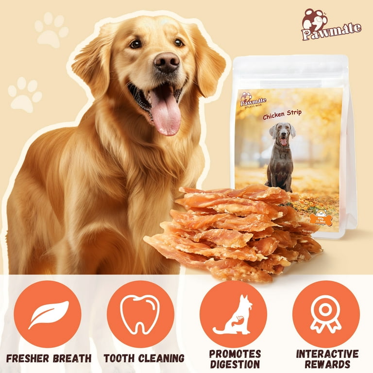 Pawmate Chicken Jerky Dog Treats Premium Jerky Healthy Snacks for Small Medium Large Dogs 27 30 ct Packet