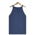 thumbnail image 6 of YYDGH Women's Crew Neck Ribbed Tank Top Halter Sleeveless Summer Knit Cami Top Sweater Tank Blue XL, 6 of 7