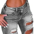 thumbnail image 5 of High-waisted ripped jeans Stretch ripped jeans Women's skinny ripped jeans - gray, 5 of 6