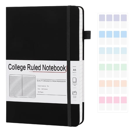 A5 Lined Journal Notebooks For Work 192 Pages Medium 5.7 X 8.3inch College Ruled Vegan Leather Hardcover Journals Women Men 1 Pack