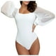 thumbnail image 1 of Mono de manga larga con cuello cuadrado para mujer - Conjunto informal de gasa para primavera/verano con tirantes ajustables, 1 of 7