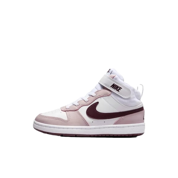 Nike Court Borough Mid 2 White / Burgundy Crush CD7783-118 Pre-School Size 10.5