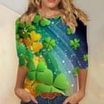 thumbnail image 3 of Yteetum 3/4 Length Sleeve Womens Tops Oversized Crewneck St Patricks Day Shamrocks Graphic Print T Shirt Womens Casual Plus Size Round Neck Loose Irish Festivities Three Quarter Sleeve Shirt, 3 of 6