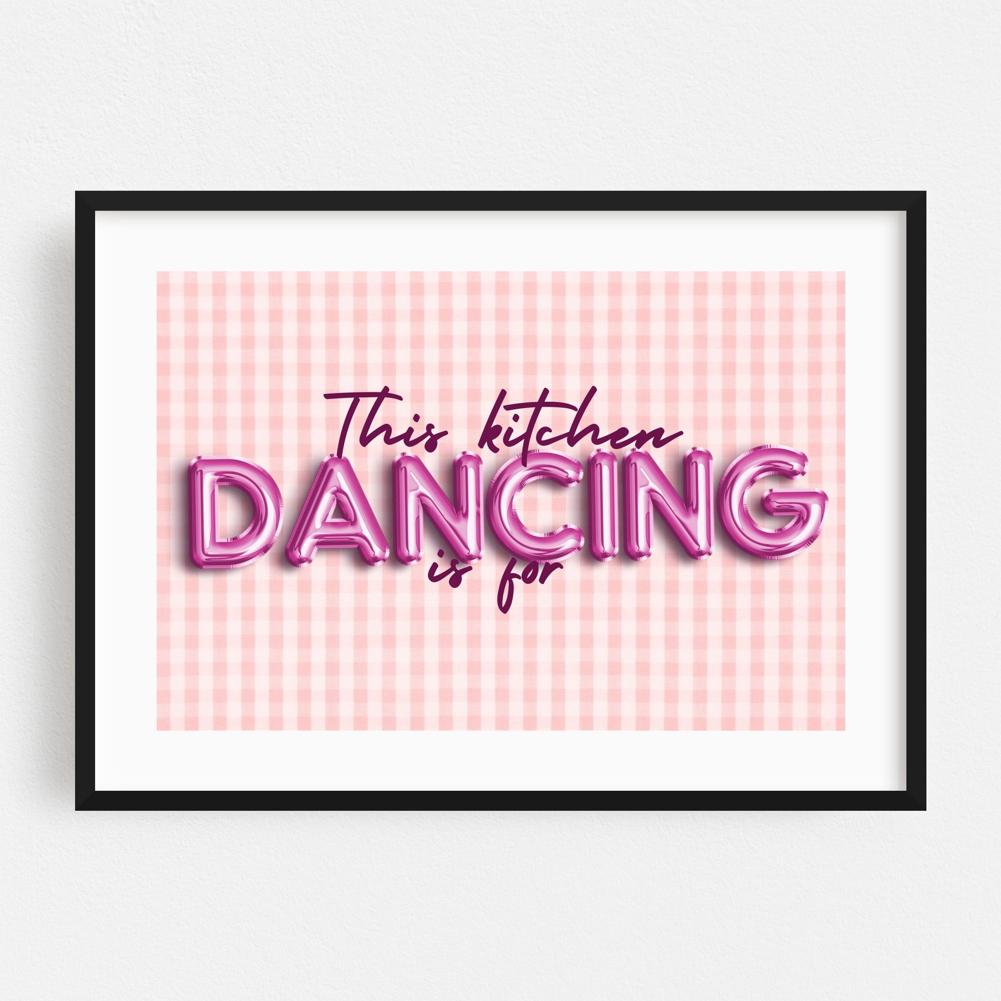 Kitchen Dance Vibes - Typography Kitchen Decor Quote Motivational Humor Pattern Pastel Black Framed Wall Art Print 9 x 12 inches