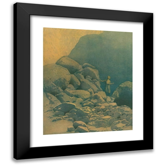 Maxfield Parrish 12x14 Black Modern Framed Museum Art Print Titled - The Valley of Diamonds. (1907)